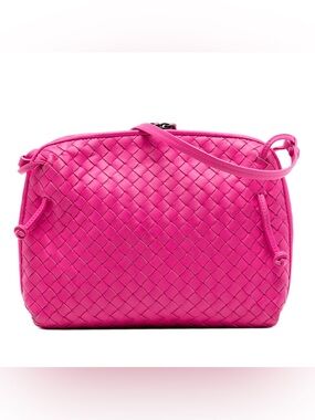 Bottega Veneta Nodini Crossbody Bag Intrecciato Nappa Pink Leather Shoulder Bag
